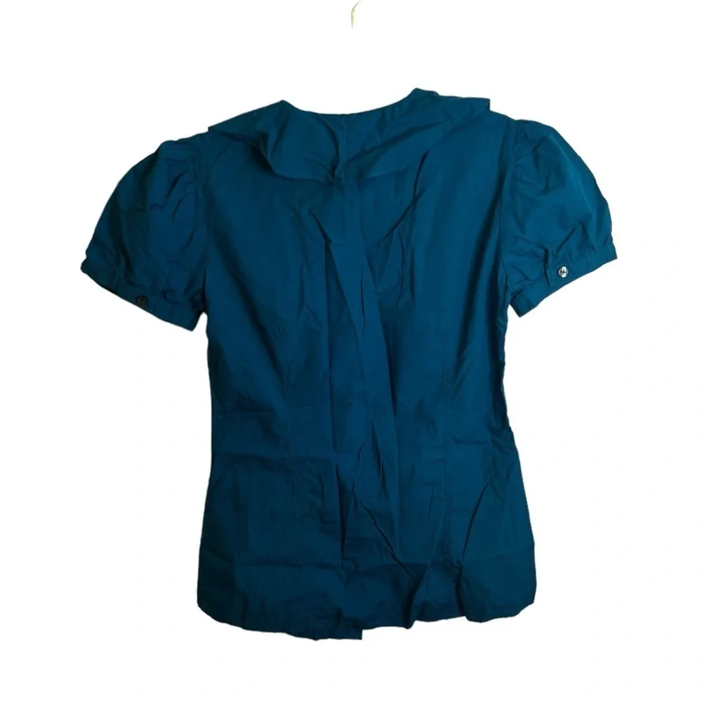 BANANA REPUBLIC DEEP TEAL Y2K PUFF SLEEVE BLOUSE